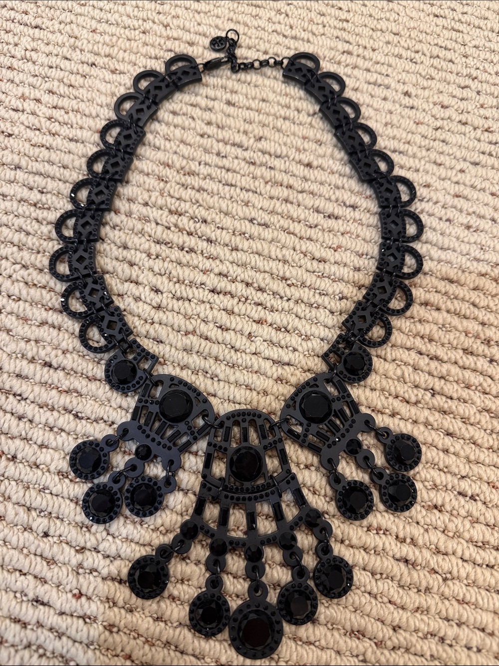 Tory Burch Black Statement Bib Necklace